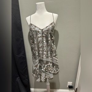 Juliet Dunn tribal embroidered slip mini dress size 2